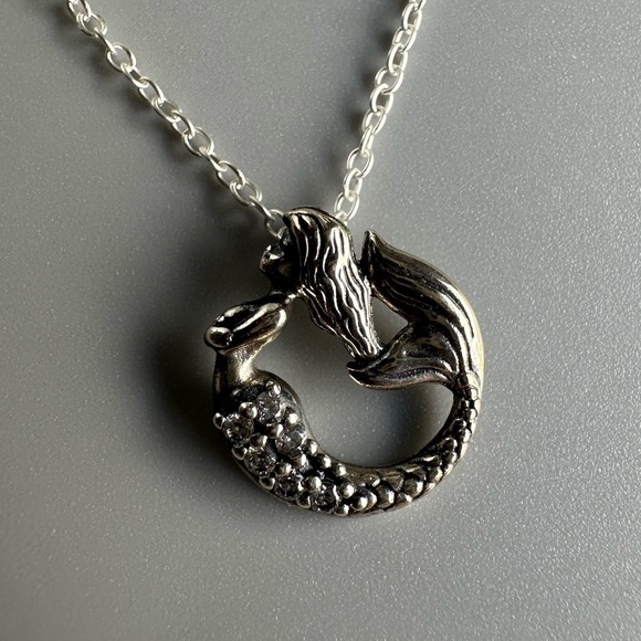 Sterling Silver CZ Mermaid Necklace - Picture 8 of 9